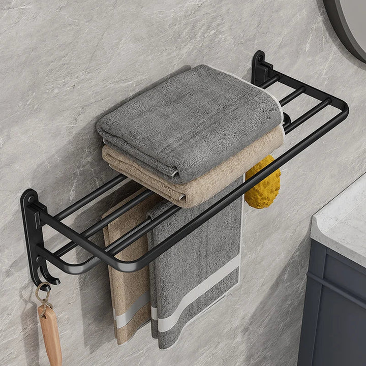 Toweluxe Inklapbaar Handdoekenrek Zwart – Ruimtebesparend &amp; Modern