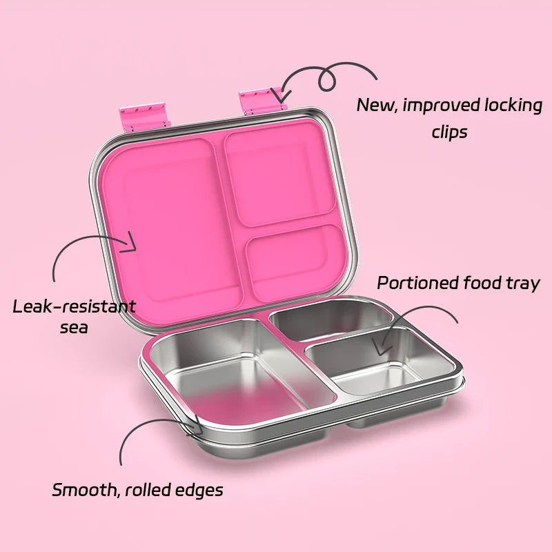 Edelstahl Bento-Lunchbox, auslaufsicher, kompakt für Kinder und Erwachsene, sandwichfreundlich 1