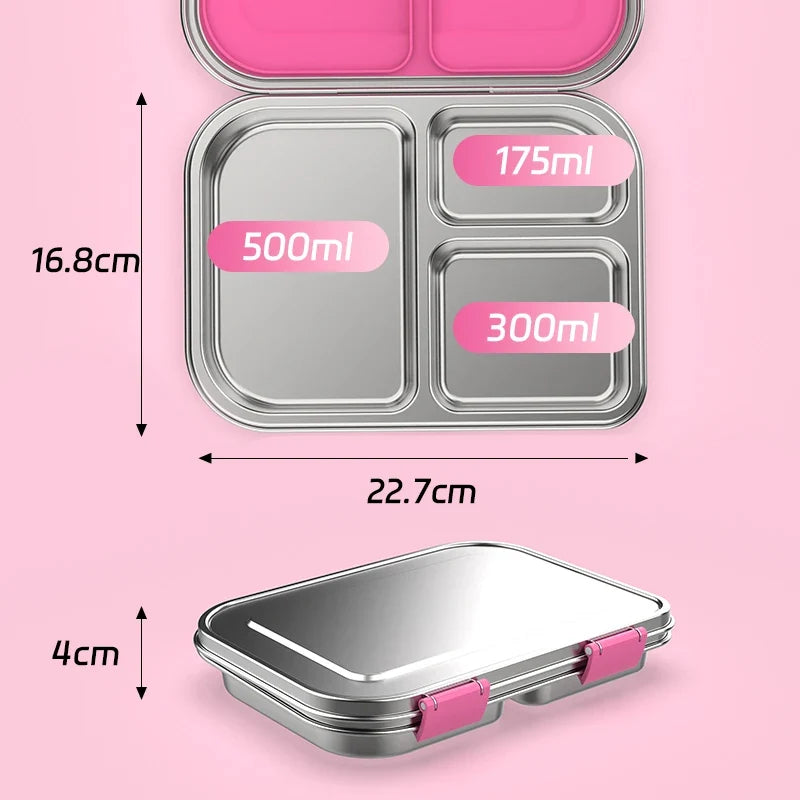 Edelstahl Bento-Lunchbox, auslaufsicher, kompakt für Kinder und Erwachsene, sandwichfreundlich 2