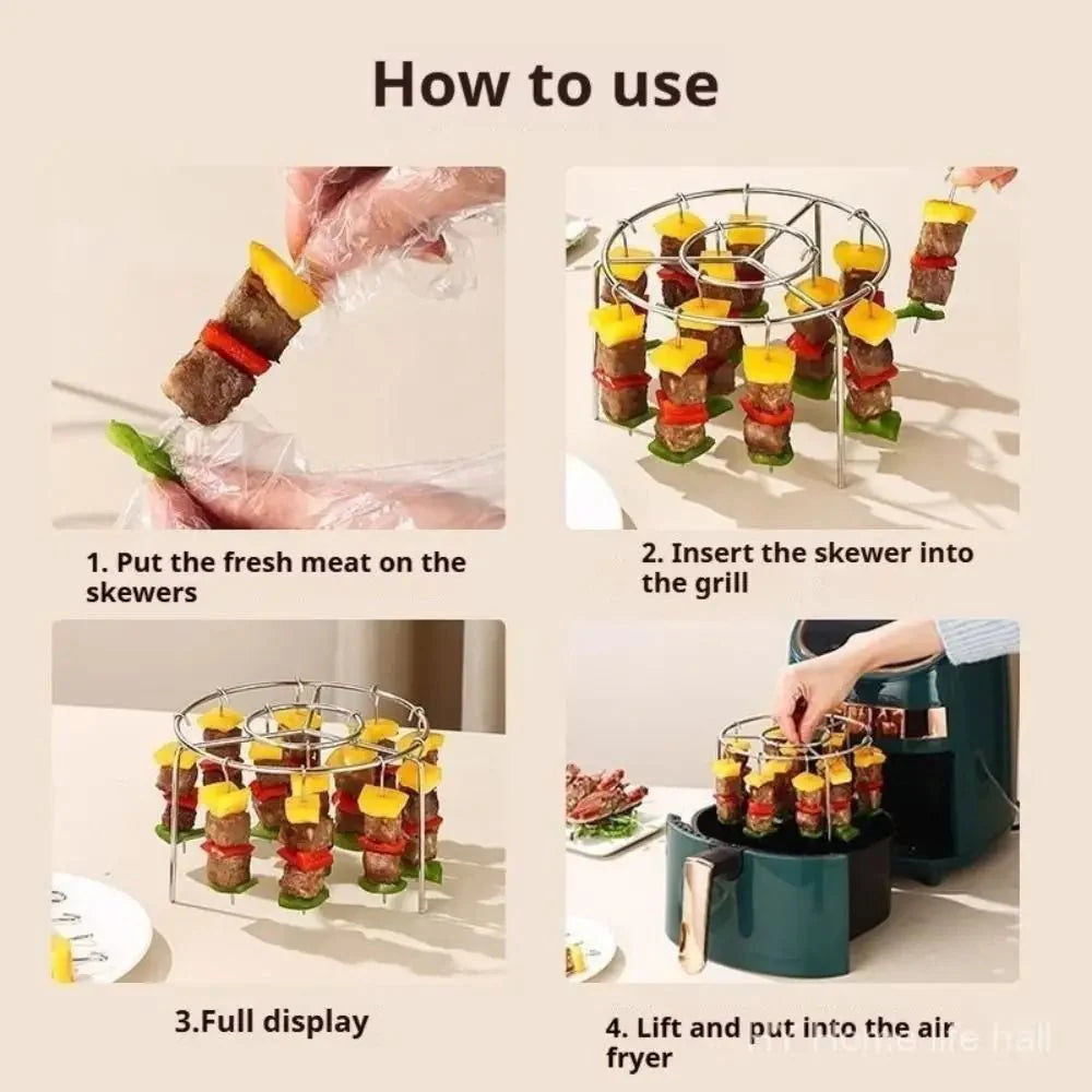 AIRSKEWER – Stainless Steel Grill for Air Fryer with Skewer Holder Vestragear