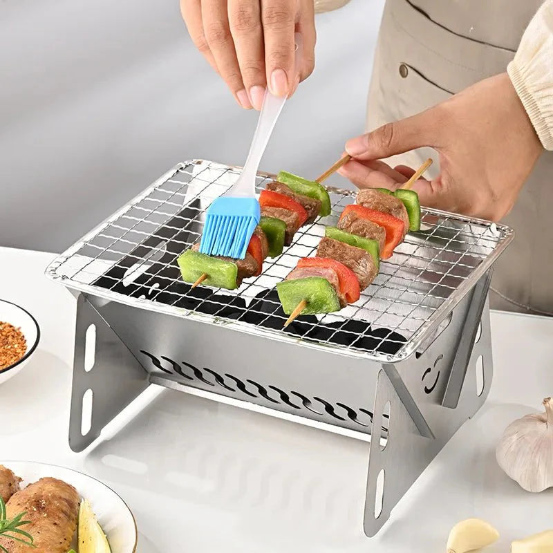 GRILLFOLD – Portable Stainless Steel Charcoal Grill for Outdoor Cooking Vestragear