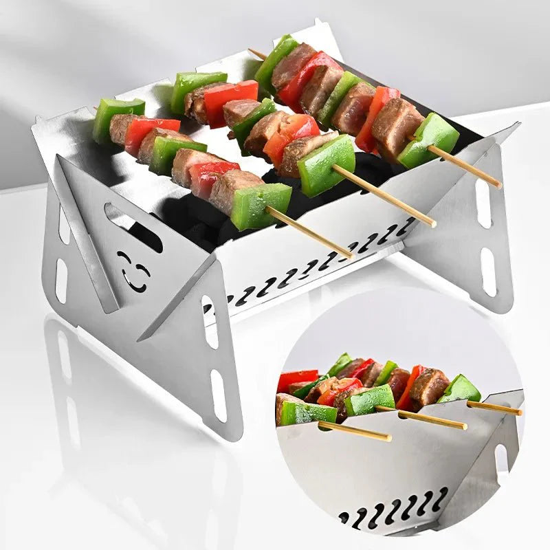 GRILLFOLD – Portable Stainless Steel Charcoal Grill for Outdoor Cooking Vestragear