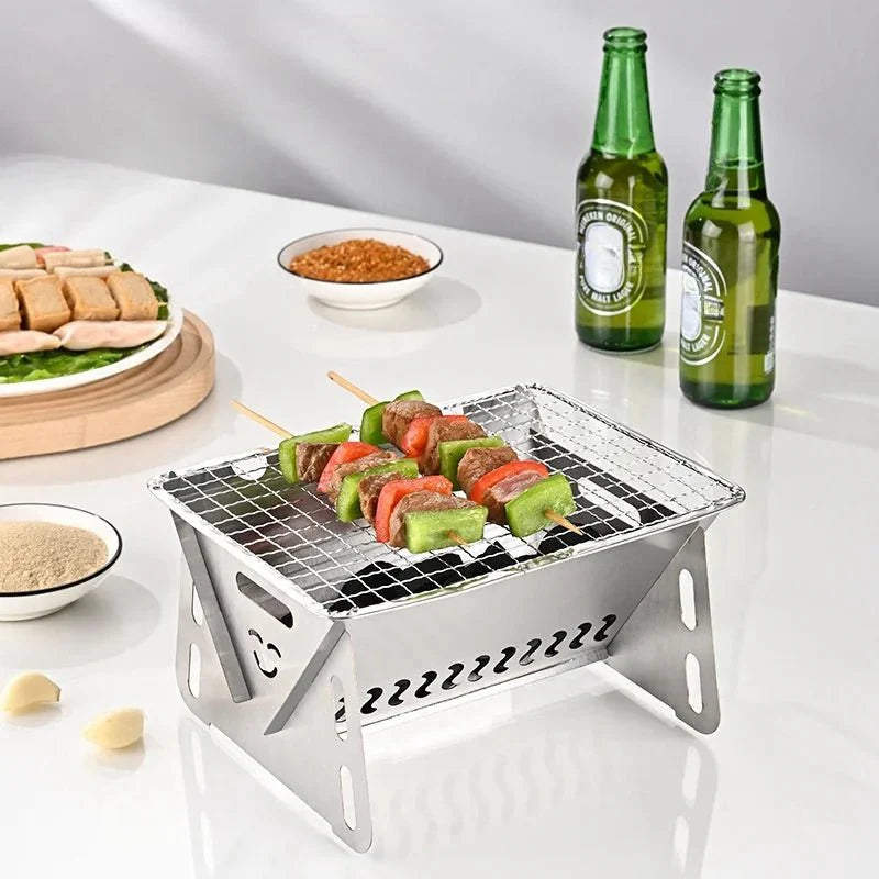 GRILLFOLD – Portable Stainless Steel Charcoal Grill for Outdoor Cooking Vestragear