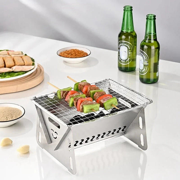 GRILLFOLD – Portable Stainless Steel Charcoal Grill for Outdoor Cooking Vestragear