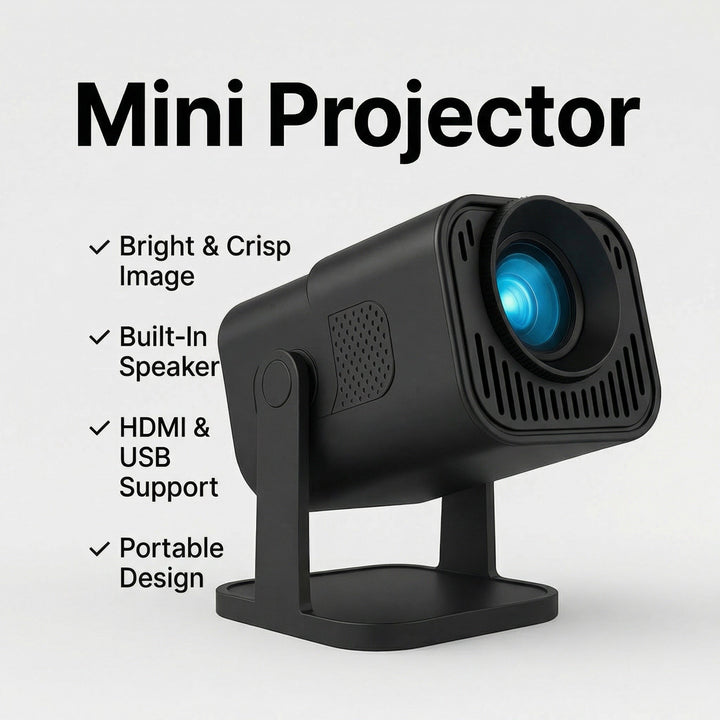 Mini Proyector – Duplicación de Pantalla Inalámbrica, Soporte 1080p y Altavoz Integrado