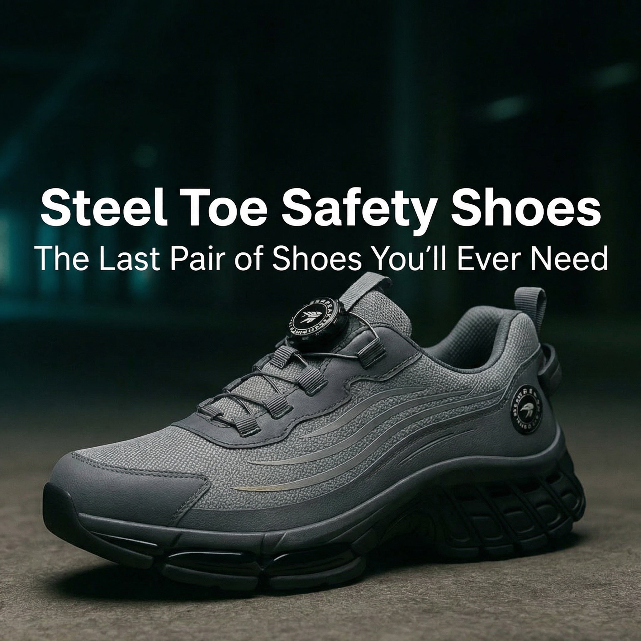Scarpe di sicurezza con punta in acciaio – Chiusura a rotazione, suola antiscivolo e resistente alle perforazioni