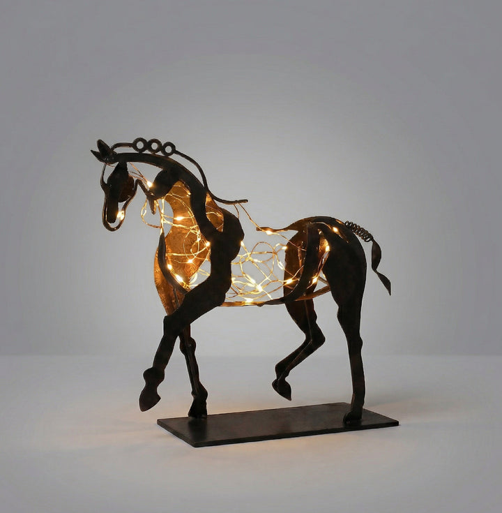 Paarden Decoratiebeeld – Handgemaakt Metaal met Rustieke Afwerking