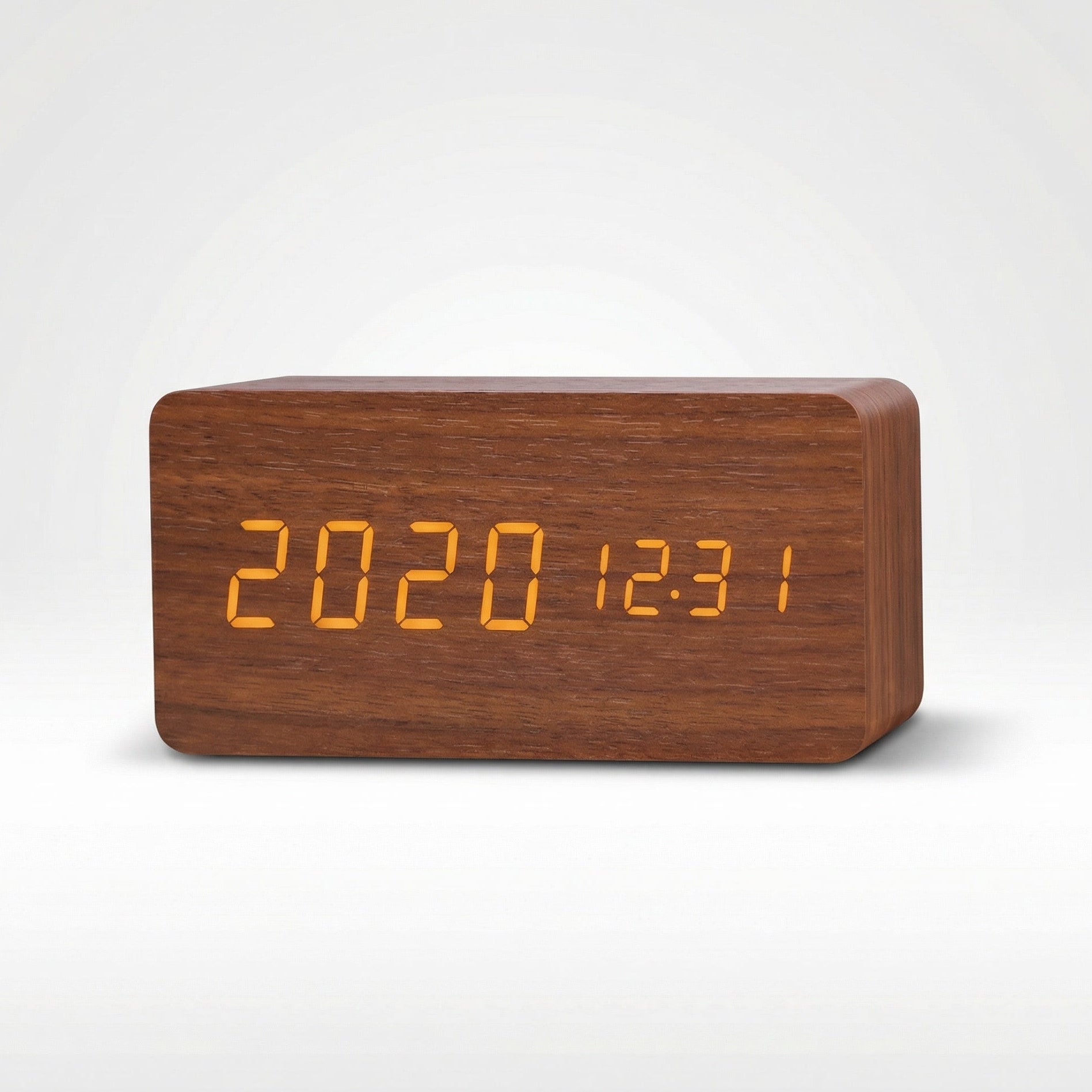Horloge en bois à DEL – Activation vocale et sonore avec luminosité réglable