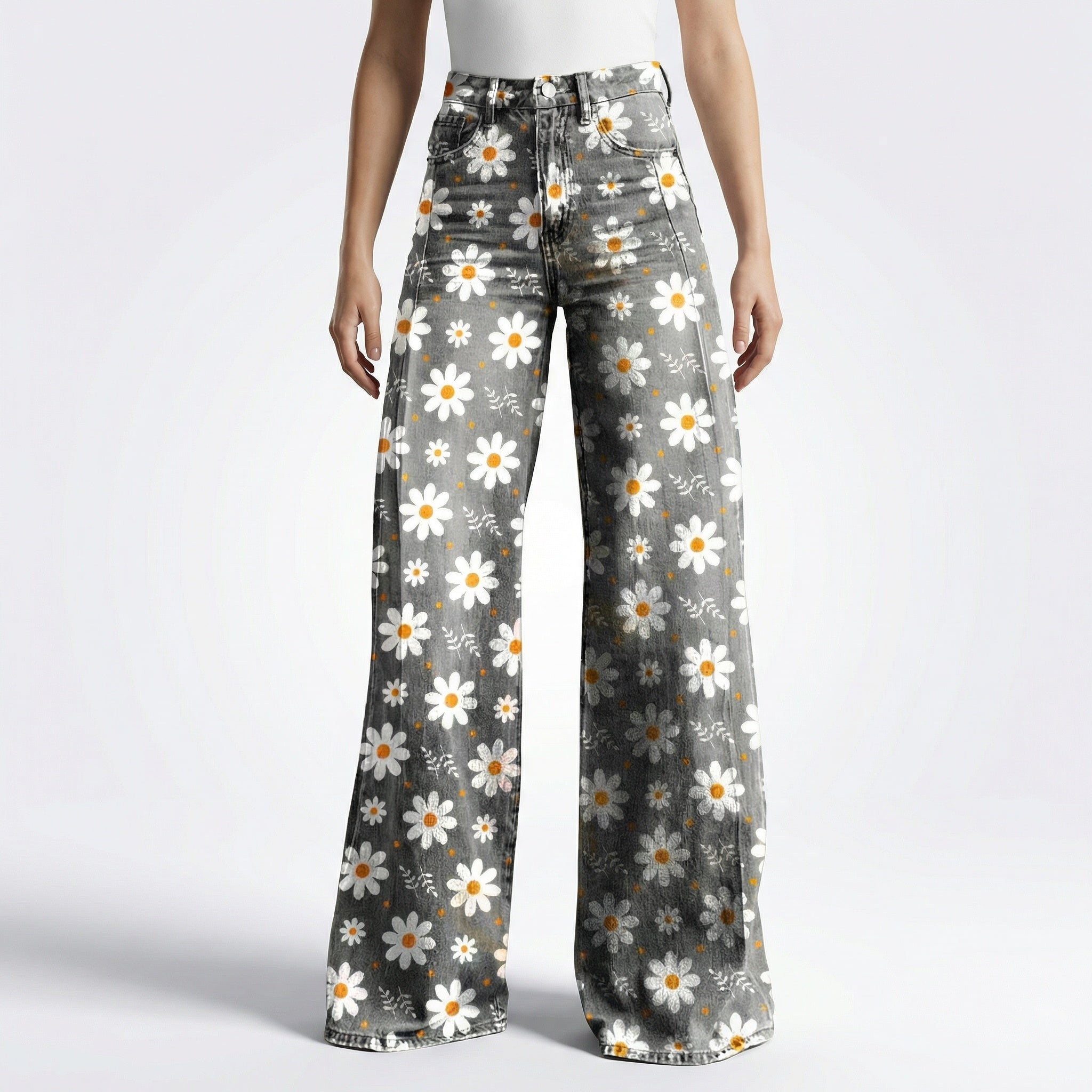 Vintage Wide Leg Bloemenbroek – Comfortabele Flared Damespants Vestragear