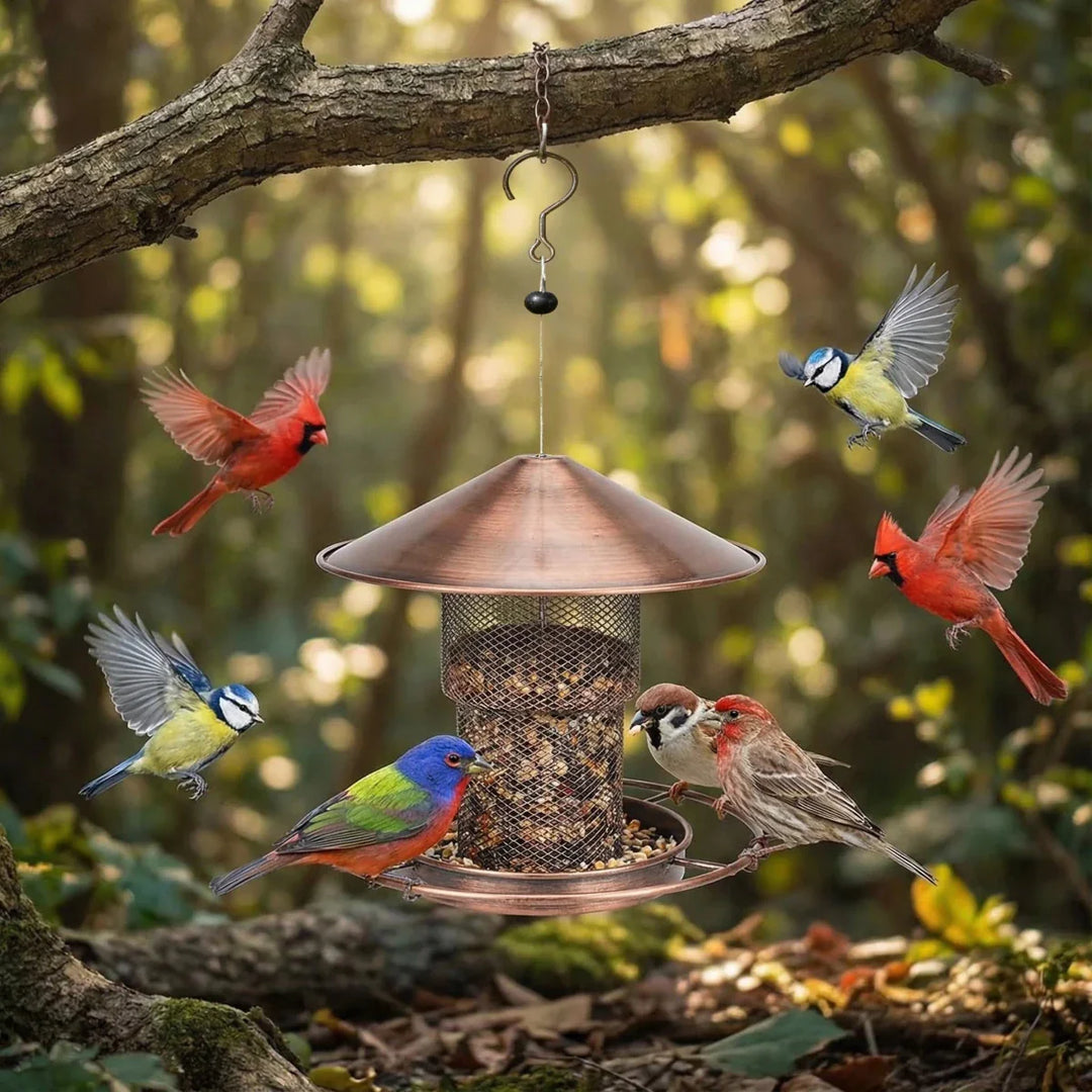 BIRDSAFE – Squirrel-Proof Stainless Steel Bird Feeder for Clean Automatic Feeding Vestragear