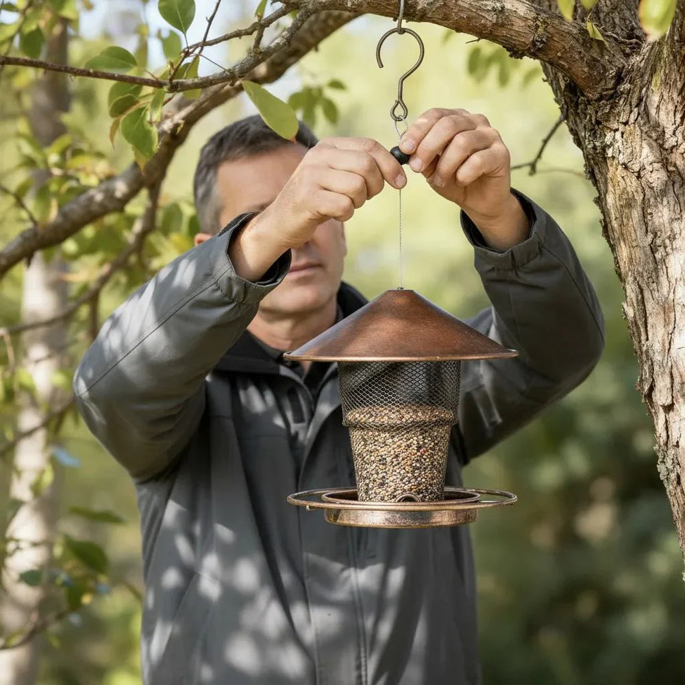 BIRDSAFE – Squirrel-Proof Stainless Steel Bird Feeder for Clean Automatic Feeding Vestragear