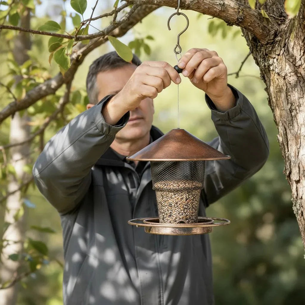 BIRDSAFE – Squirrel-Proof Stainless Steel Bird Feeder for Clean Automatic Feeding Vestragear