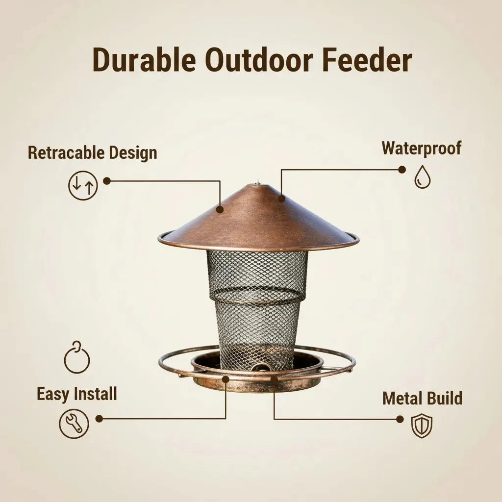 BIRDSAFE – Squirrel-Proof Stainless Steel Bird Feeder for Clean Automatic Feeding Vestragear