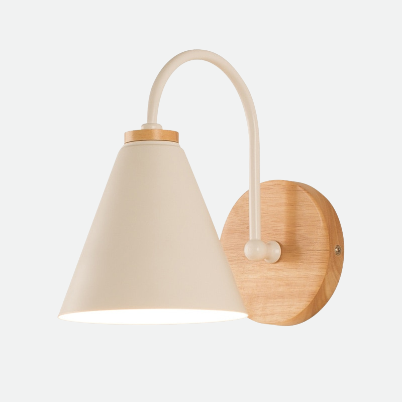 Lámpara de pared Ardello – Metal y madera con forma de arco, lámpara moderna para leer en la cama