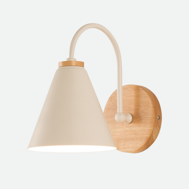 Lámpara de pared Ardello – Metal y madera con forma de arco, lámpara moderna para leer en la cama