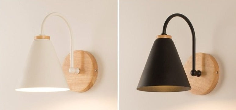 Lámpara de pared Ardello – Metal y madera con forma de arco, lámpara moderna para leer en la cama