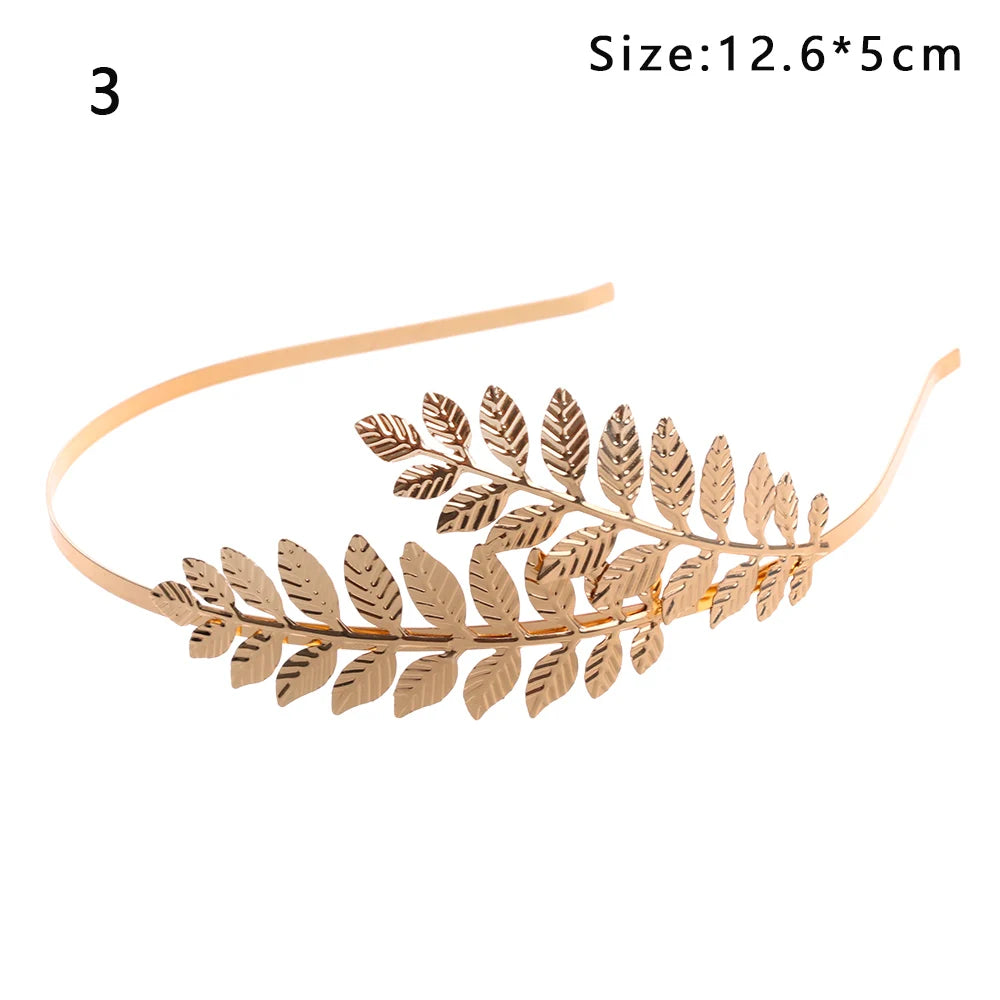 Elegante Haaraccessoires Bruid – Bladgoud Tiara's en Hoofdbanden in Romeinse Stijl 11