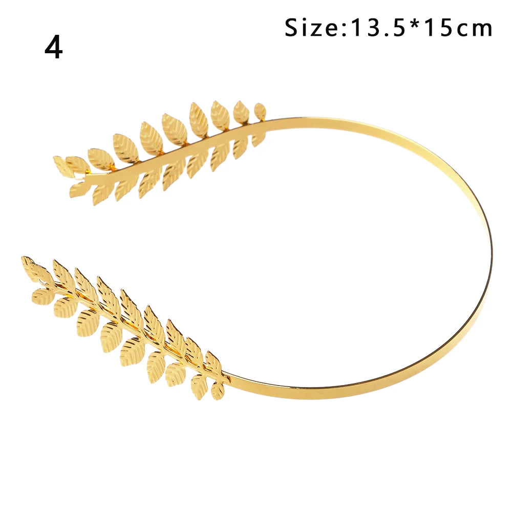 Elegante Haaraccessoires Bruid – Bladgoud Tiara's en Hoofdbanden in Romeinse Stijl 13
