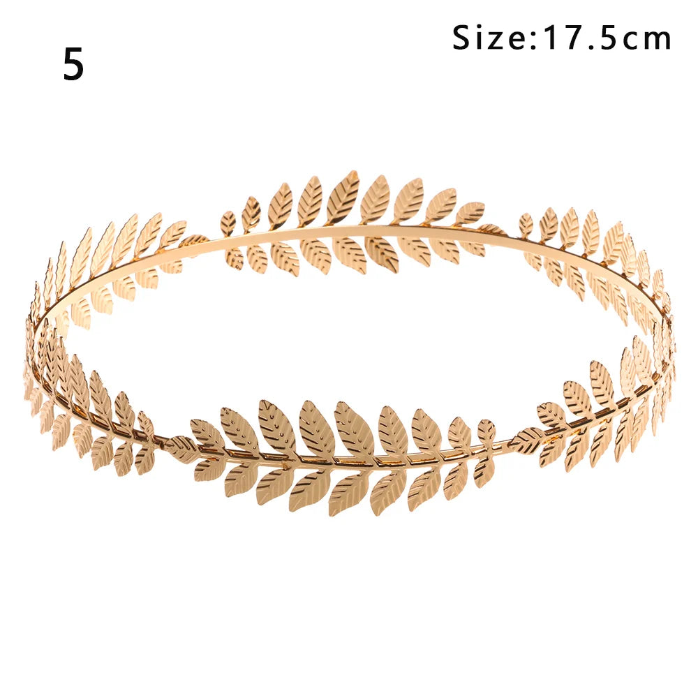 Elegante Haaraccessoires Bruid – Bladgoud Tiara's en Hoofdbanden in Romeinse Stijl 17