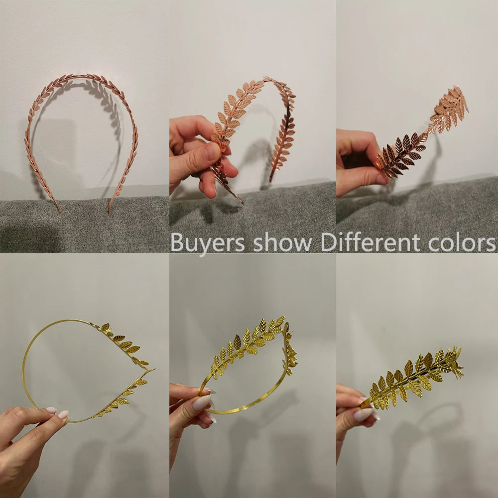 Elegante Haaraccessoires Bruid – Bladgoud Tiara's en Hoofdbanden in Romeinse Stijl 5