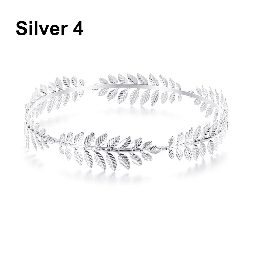 Elegante Haaraccessoires Bruid – Bladgoud Tiara's en Hoofdbanden in Romeinse Stijl 8