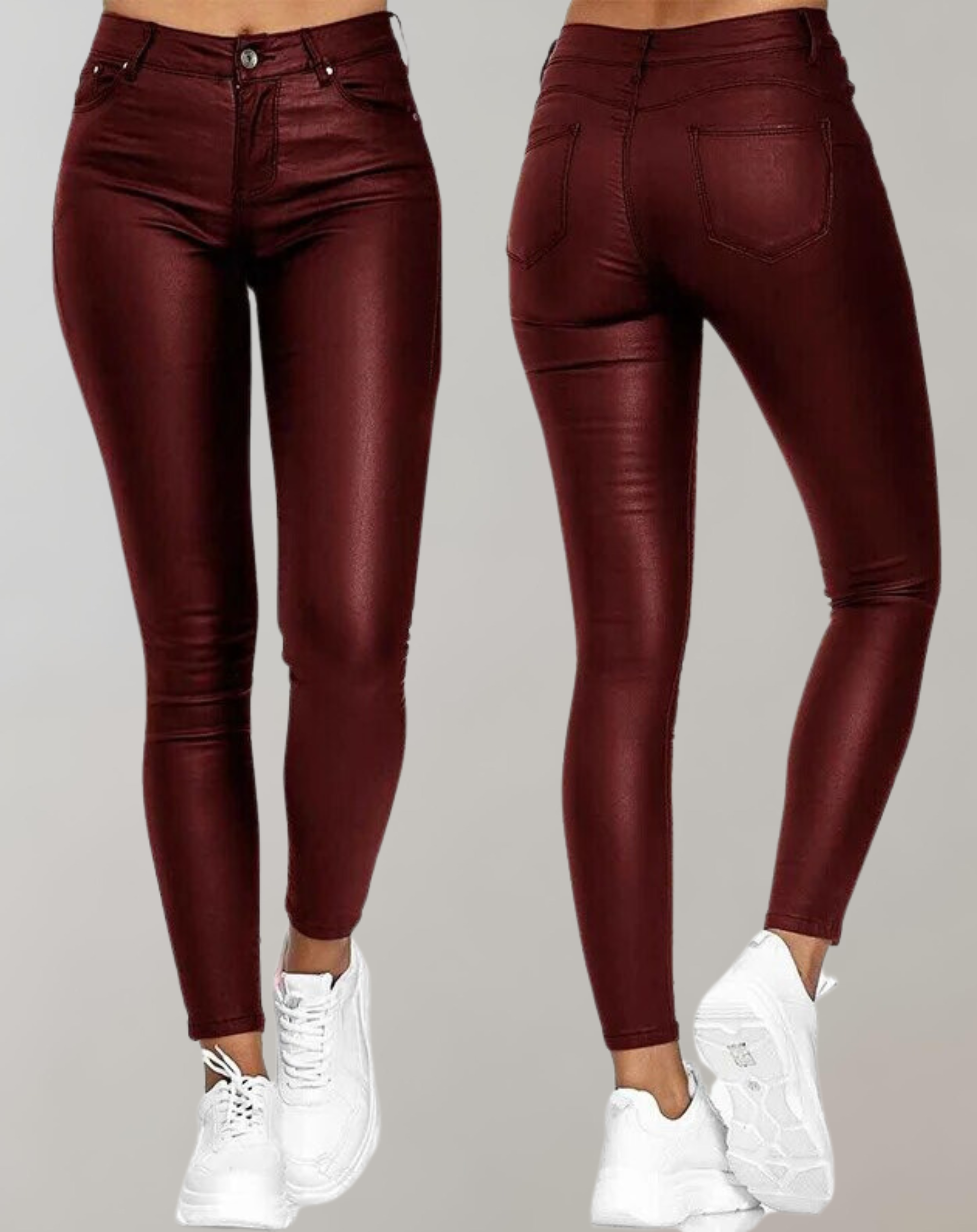 Elegante High-Waist Leren Broek Dames 1