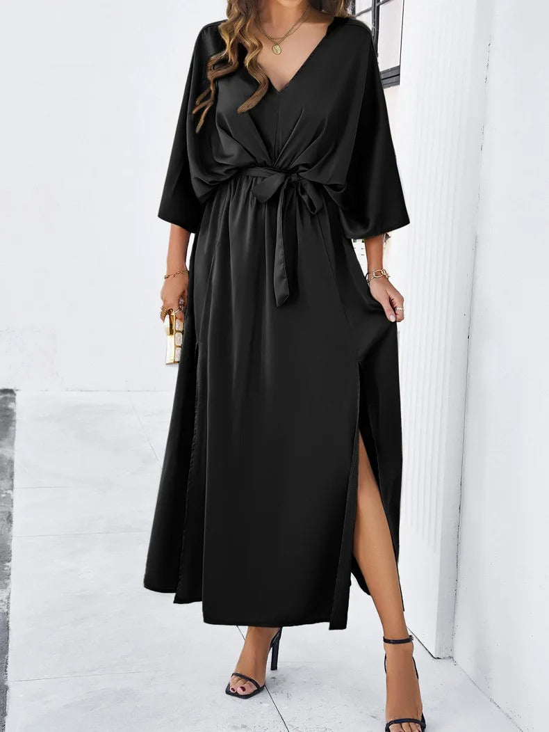 Elegante Midi Jurk met V-Hals voor Bruiloften en Zomerfeesten 1