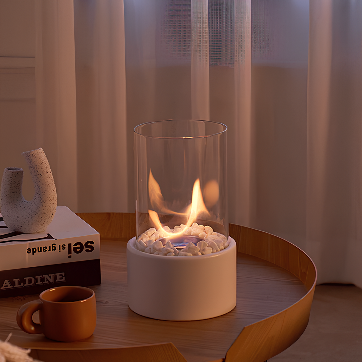 Flamoza – Élégante lampe à huile en verre avec fonction de sécurité et éclairage d'ambiance