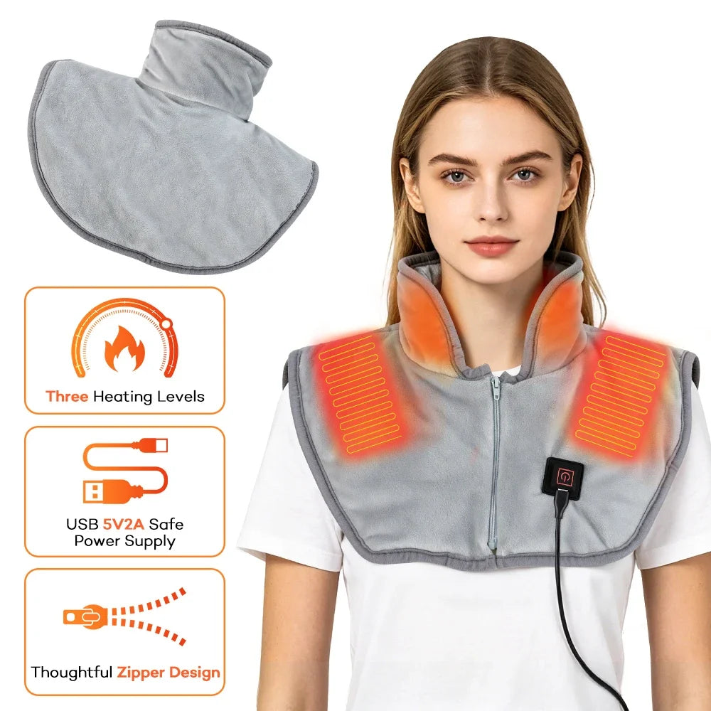 Elektrisch Verwarmd Nekkussen met USB, 3 Warmtestanden, Zacht en Comfortabel 0
