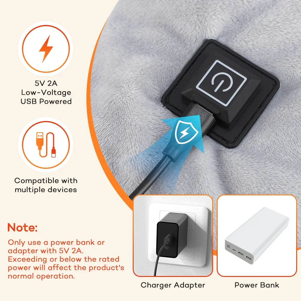 Elektrisch Verwarmd Nekkussen met USB, 3 Warmtestanden, Zacht en Comfortabel 2