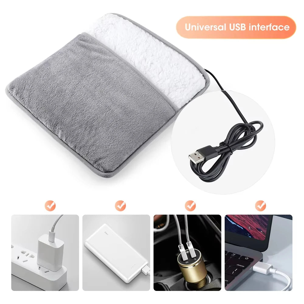 Elektrisch Voetverwarmingskussen – Zacht Pluche, USB-oplaadbaar, Wasbaar, Voor Comfortabele Warme Voeten in de Winter 3