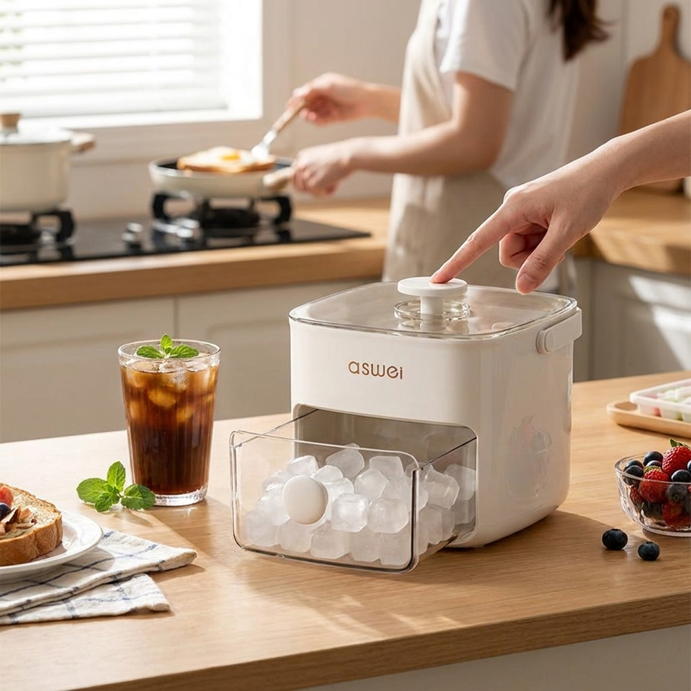 Elektrische IJsblokjesmachine Met Grote Capaciteit Voor Snel IJsblokjes En IJsbollen In Keuken Of Thuisbar | Sansoti 1