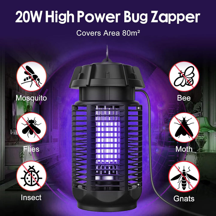 Elektrische Insectenverdelger met 20W UV-Lamp voor Binnen en Buiten tot 80 m² 1