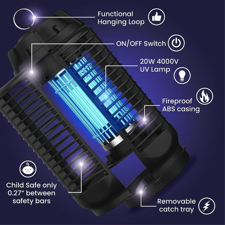Elektrische Insectenverdelger met 20W UV-Lamp voor Binnen en Buiten tot 80 m² 3