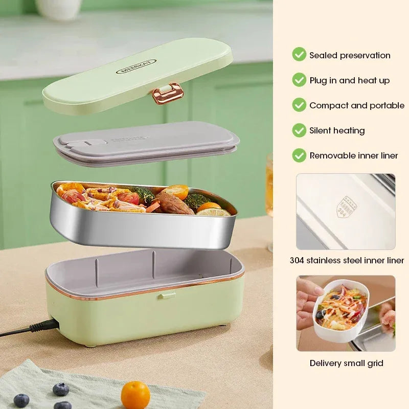 Elektrische Lunchbox 900ml aus Edelstahl 304, tragbar und wasserlos für Büro und unterwegs 2