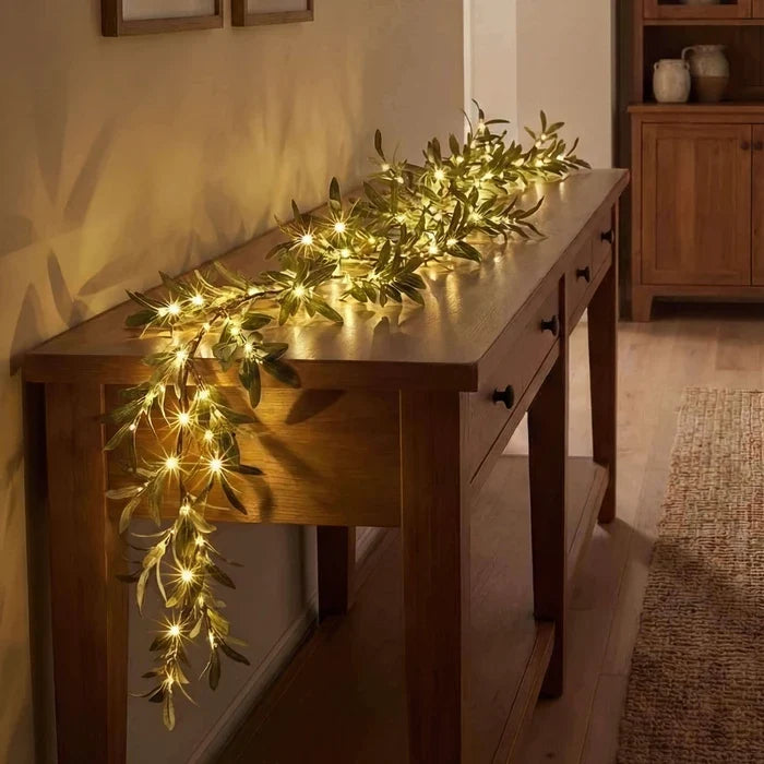 Lighted Olive Branch – Artificial Olive Stems Woven with Twinkling Fairy Lights Tevako