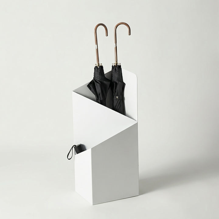 Nordvyn parapluhouder – metalen standaard met opvangschaal in Scandinavisch design