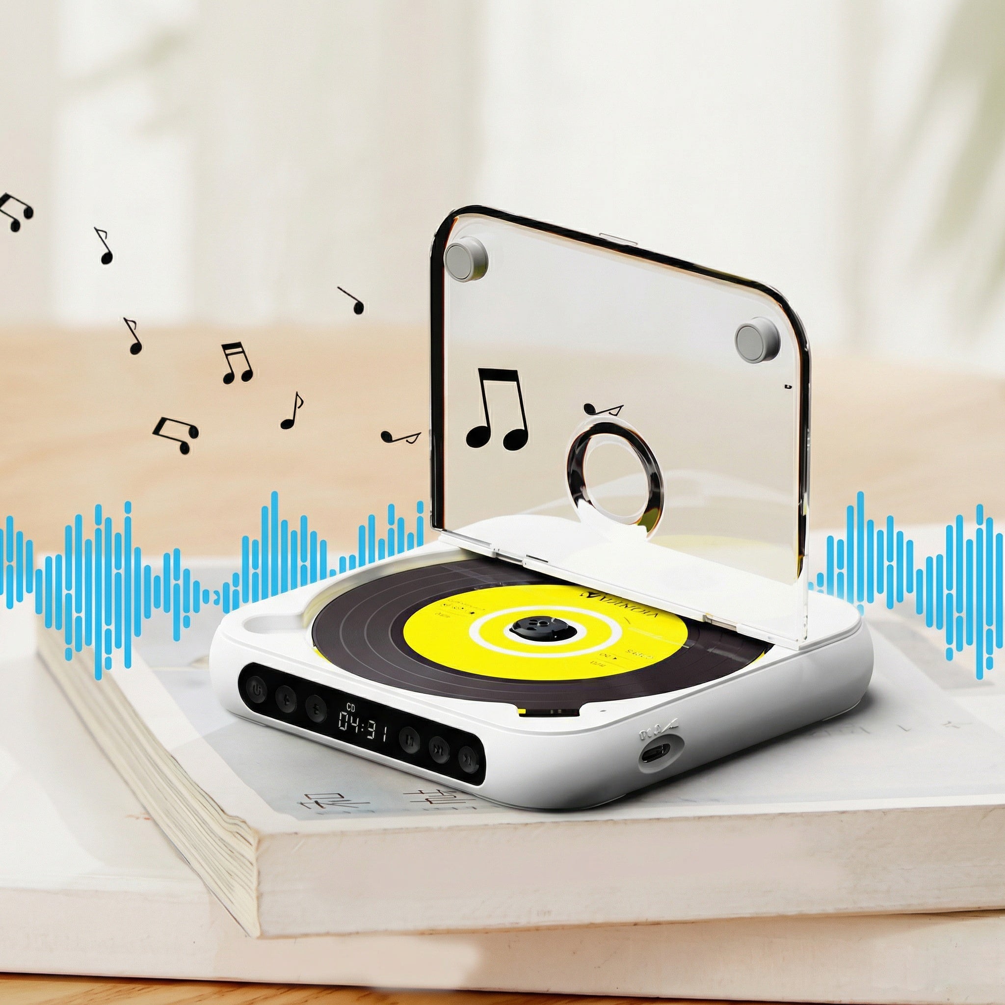 Lecteur CD portable – Bluetooth 5.3, batterie rechargeable et design compact