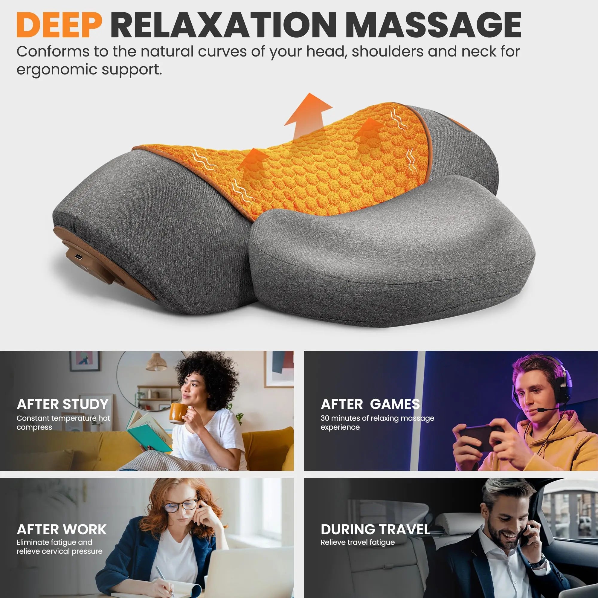 Ergonomisch Elektrisch Nekmassagekussen met Verwarmd Kompres en Vibratie 4