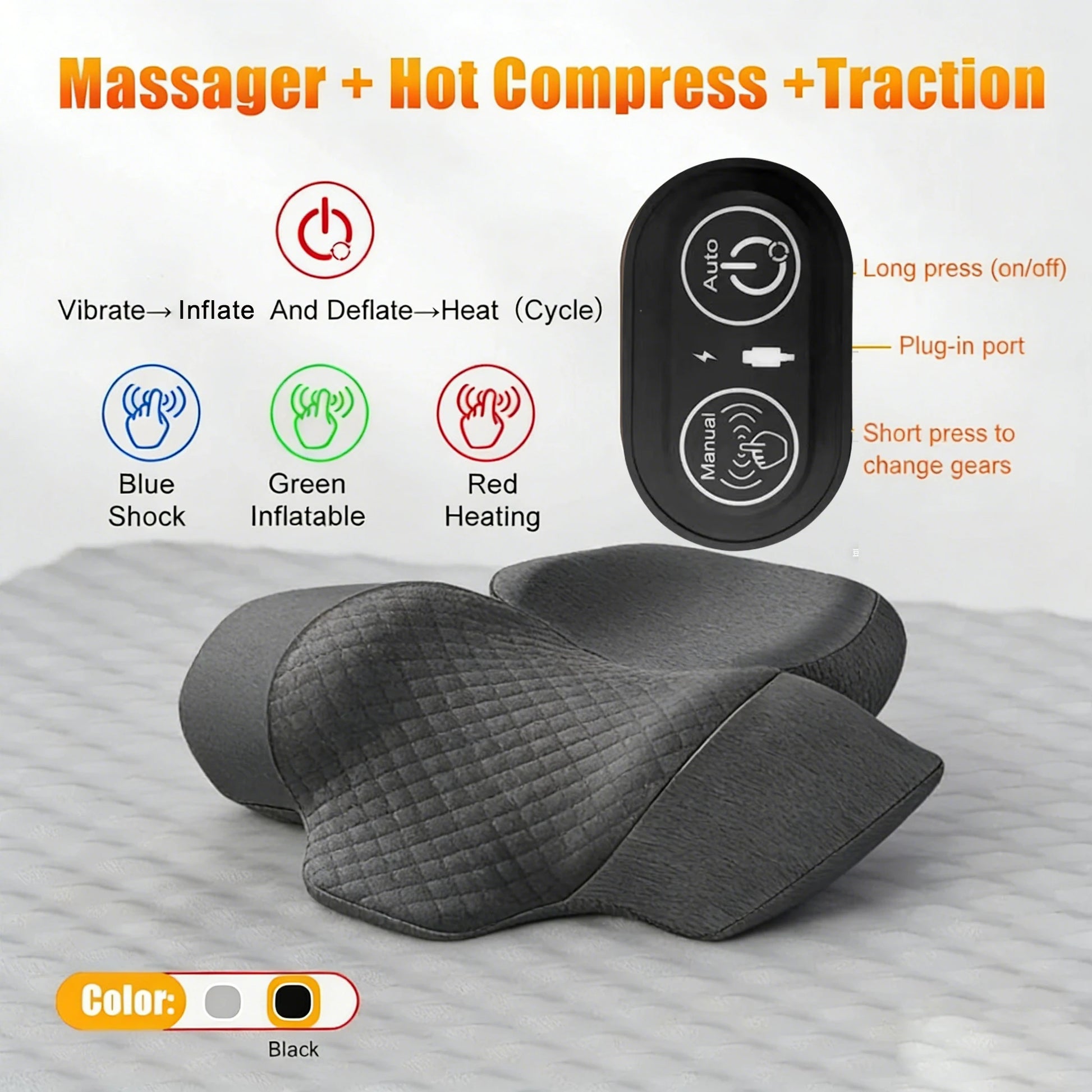 Ergonomisch Elektrisch Nekmassagekussen met Verwarmd Kompres en Vibratie 7