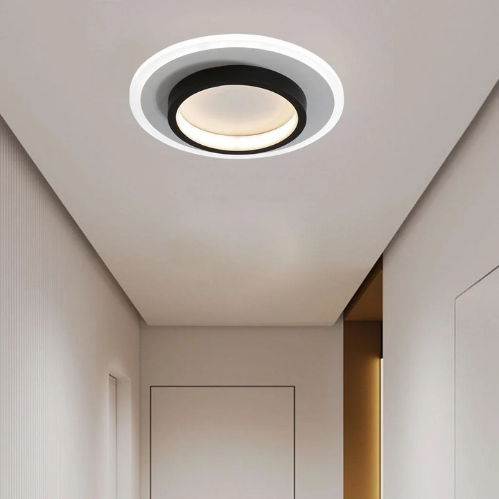Eldaro Lámpara de techo – Lámpara de techo LED redonda de metal y acrílico con diseño moderno minimalista