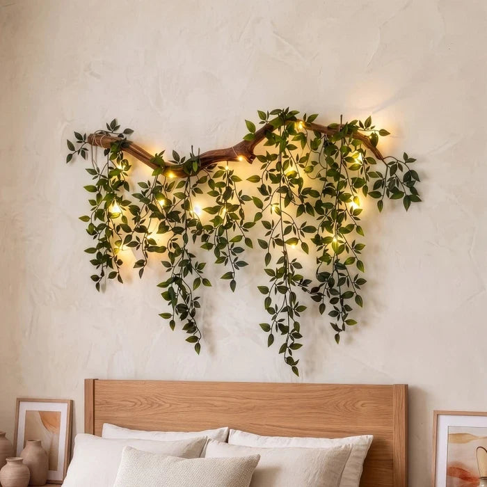 Lighted Leaf Branch Wall Decor – Leafy Branch with Fairy Lights for Indoor Walls Tevako