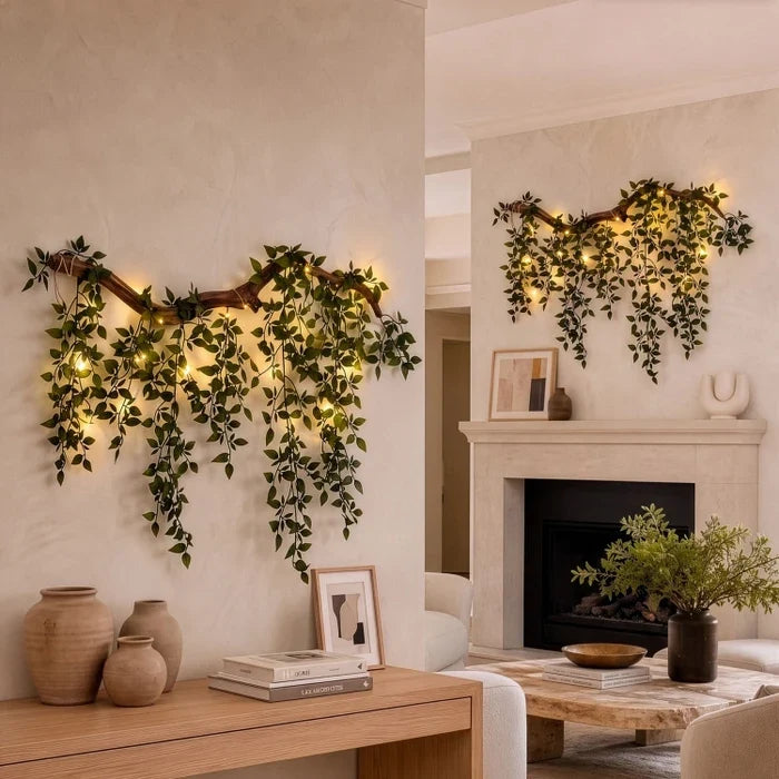 Lighted Leaf Branch Wall Decor – Leafy Branch with Fairy Lights for Indoor Walls Tevako