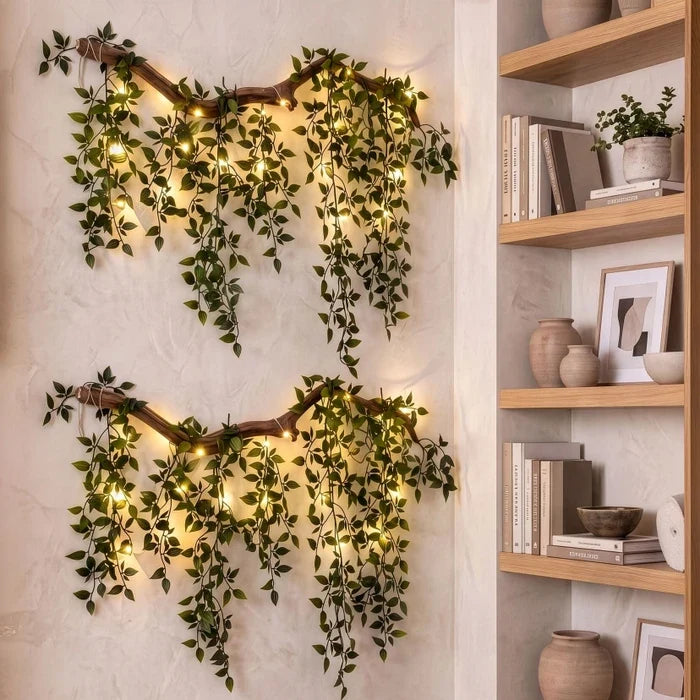 Lighted Leaf Branch Wall Decor – Leafy Branch with Fairy Lights for Indoor Walls Tevako