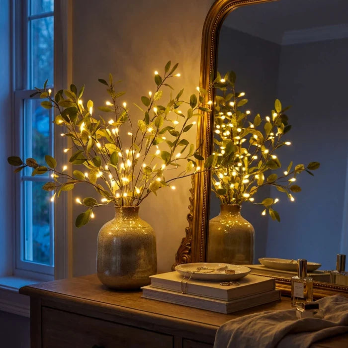 Lighted Olive Branch Stems – Twinkling Fairy Lights for Vases and Arrangements Tevako