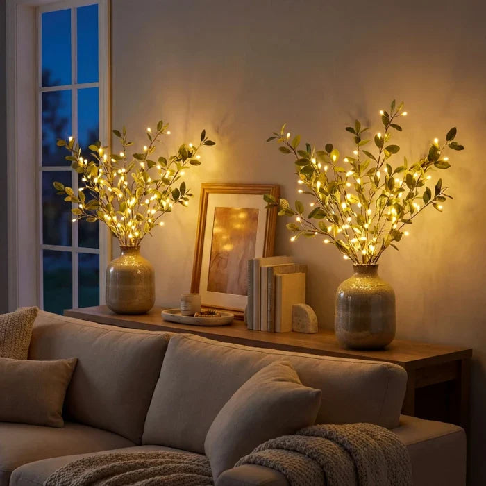 Lighted Olive Branch Stems – Twinkling Fairy Lights for Vases and Arrangements Tevako