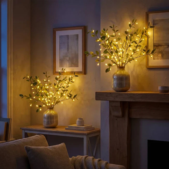 Lighted Olive Branch Stems – Twinkling Fairy Lights for Vases and Arrangements Tevako
