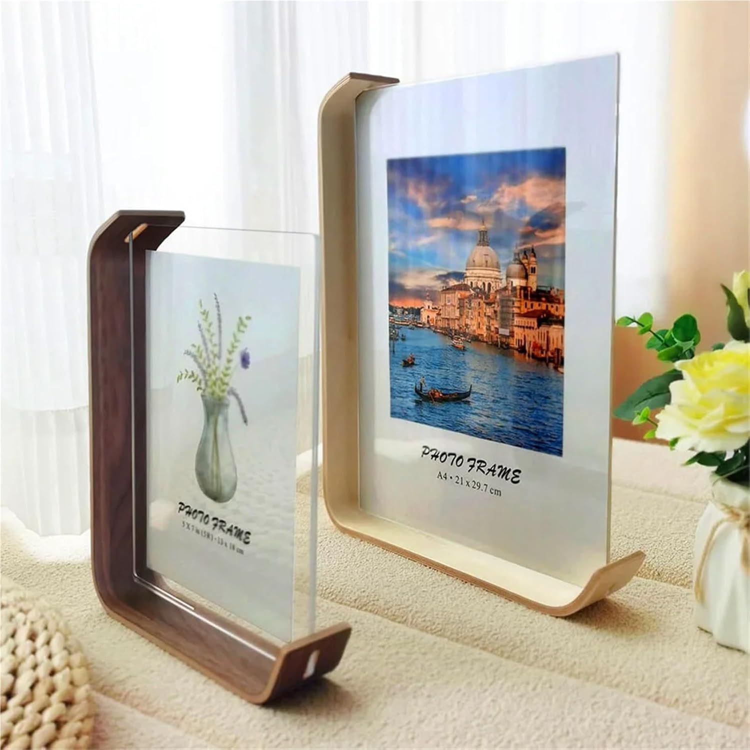 FOTODUO – Acryl houten fotolijst met dubbelzijdig zicht voor moderne tafeldecoratie 3