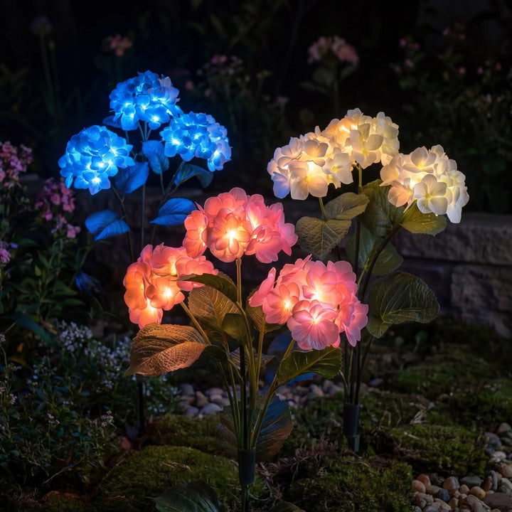 Solar Hydrangea Garden Lights – Flower Clusters That Glow Softly After Dark Tevako