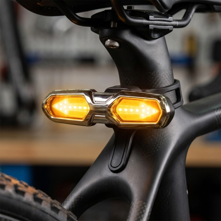 Fietsachterlicht met richtingaanwijzers – USB-batterij, afstandsbediening en 4 lichtstanden 0